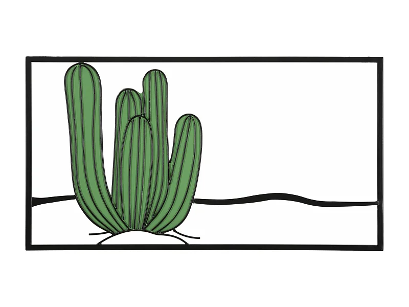 Pannello decorativo 3D in metallo verde cactus cm 60x1,3x33