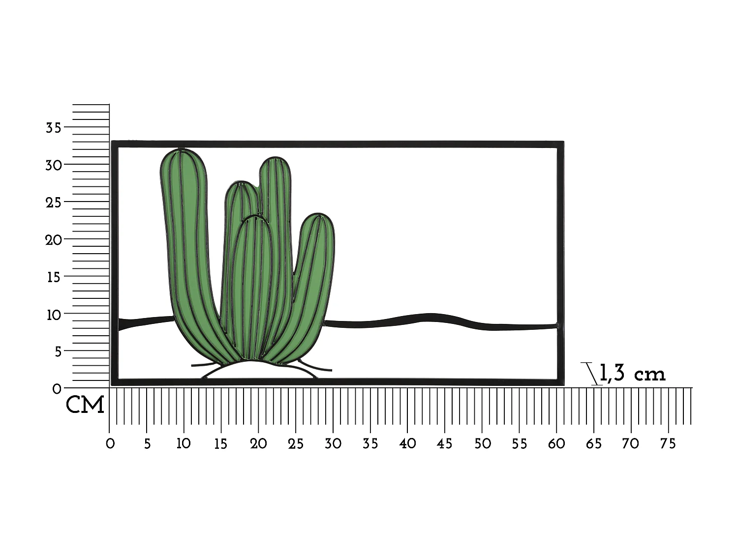 Pannello decorativo 3D in metallo verde cactus cm 60x1,3x33