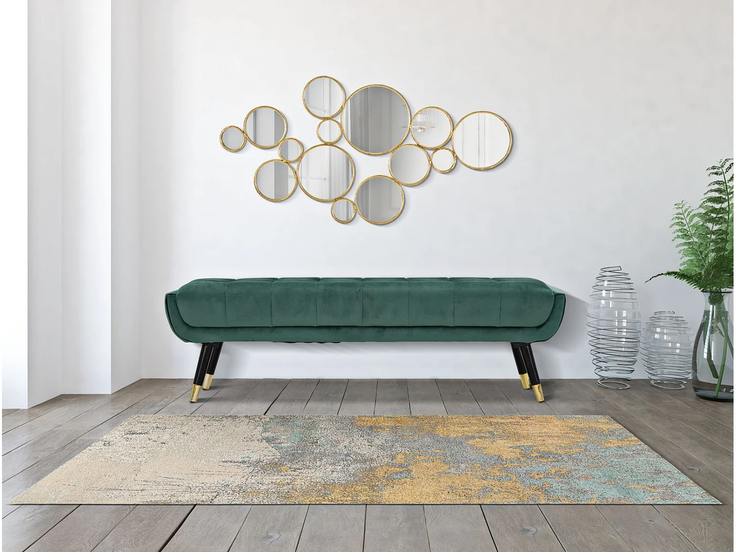 Décoration Murale en Métal "Miroirs Ronds" 100cm Or