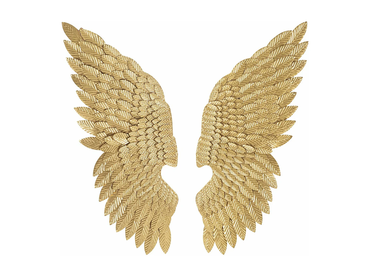 Set 2 di pannelli decorativi ali in metallo dorato cm 37,5x3x100