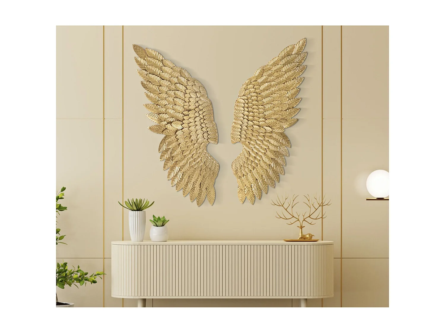 Lot de 2 Décorations Murales en Métal "Beauty" 100cm Or