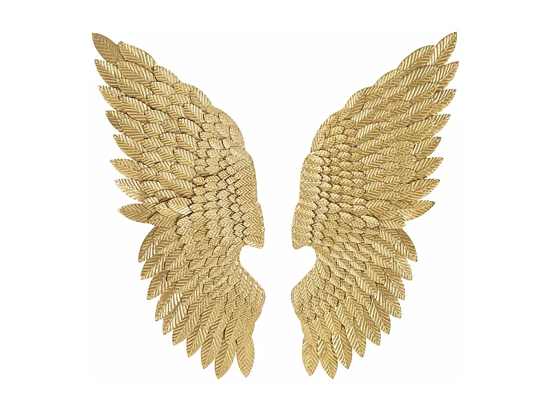 Set 2 di pannelli decorativi ali in metallo dorato cm 37,5x3x100