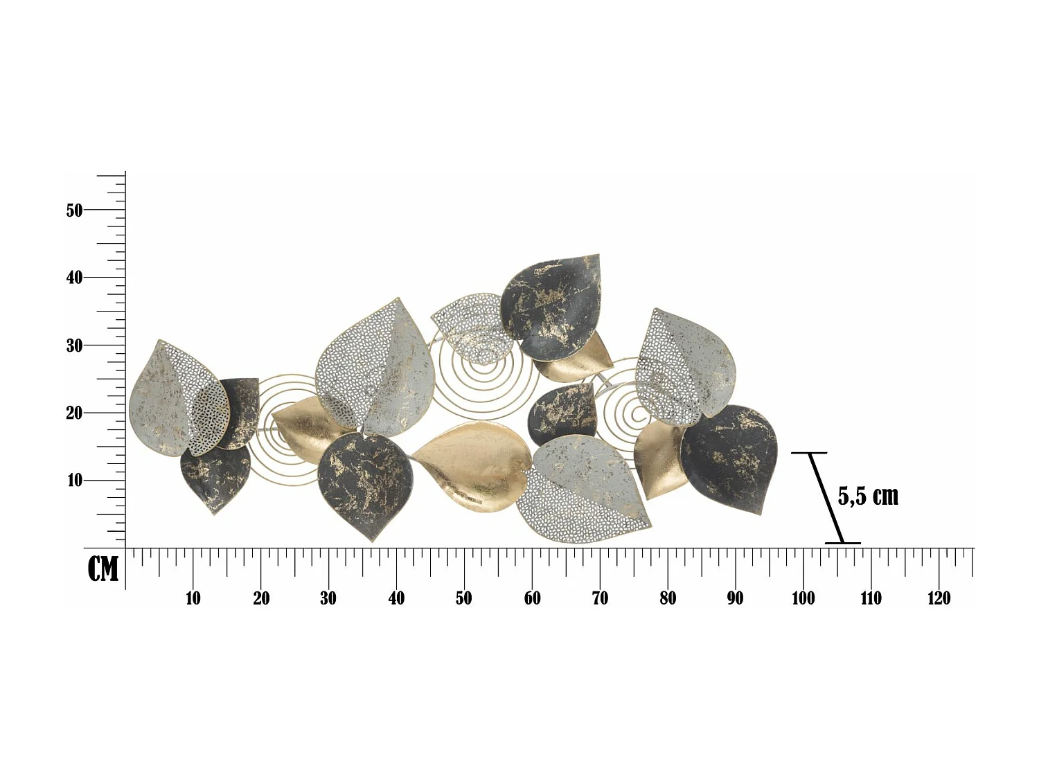 Pannello decorativo 3D in metallo multicolore cm 97x5,5x43