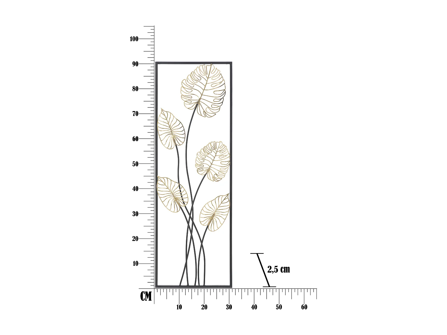 Pannello decorativo 3D in metallo multicolore cm 31x2,5x90