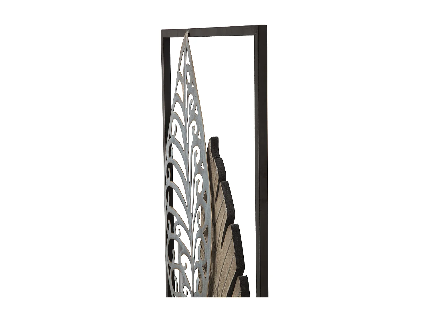 Déco Murale Encadrée en Métal "Foglie" 99cm Argent & Or