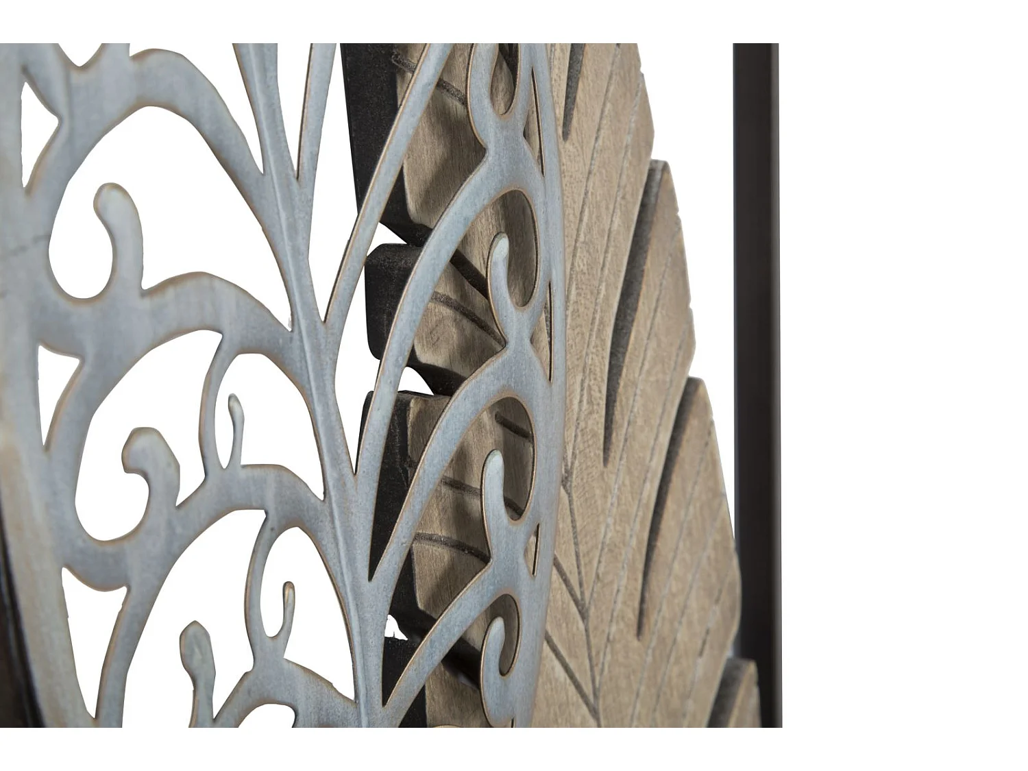 Déco Murale Encadrée en Métal "Foglie" 99cm Argent & Or