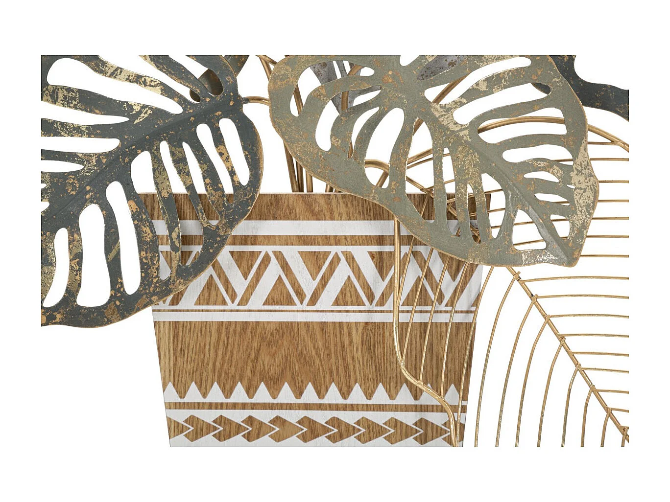 3D decoratief paneel met een veelkleurige metalen vaas, 54x6,4x62,9 cm