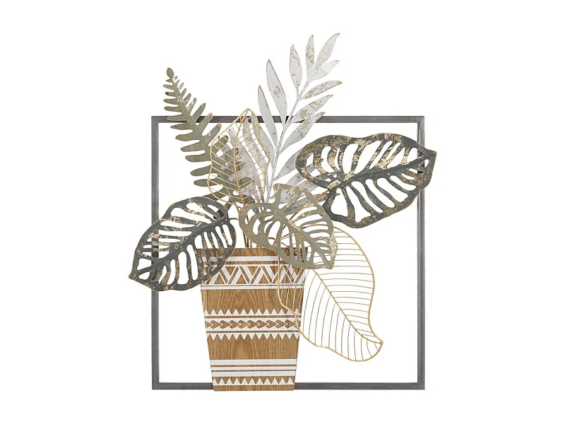 Pannello decorativo 3D vaso in metallo multicolore cm 54x6,4x62,9