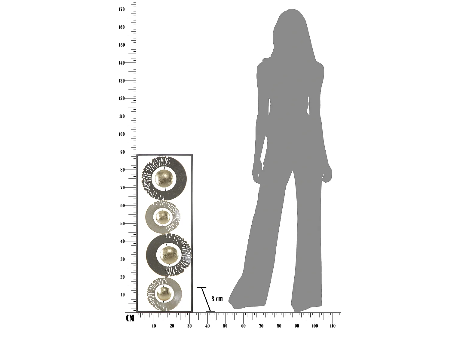 Décoration Murale Encadrée en Métal "Ring" 89cm Multicolore
