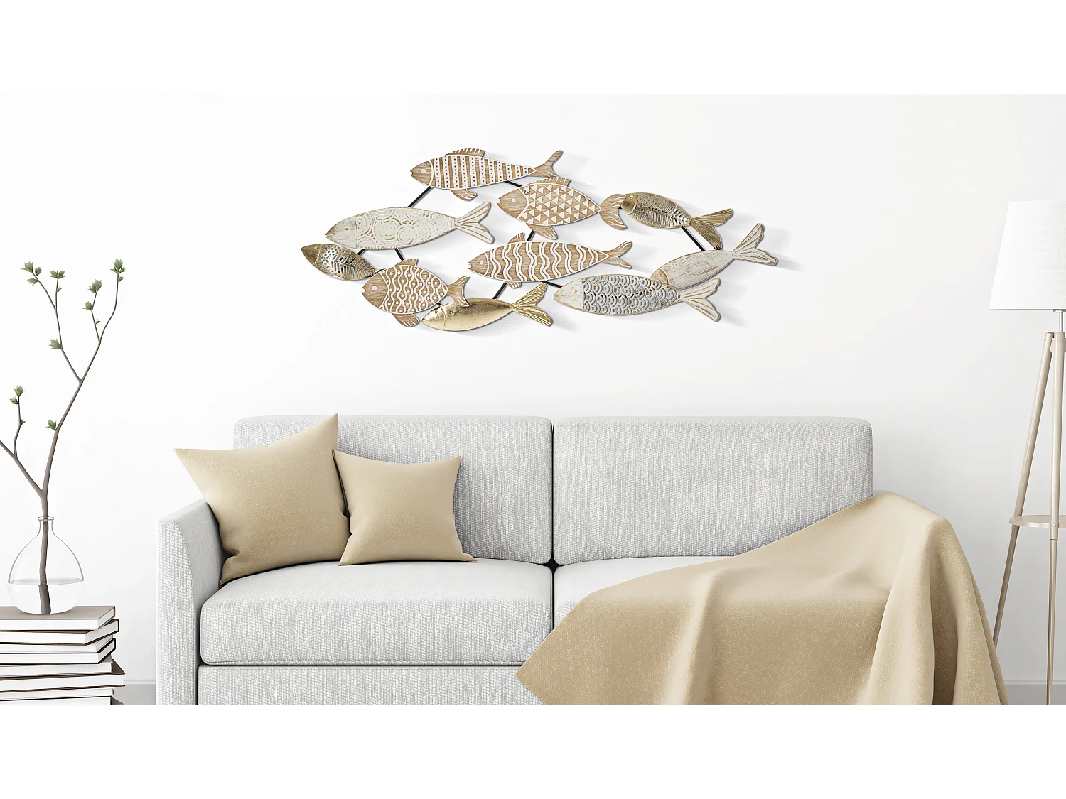 Décoration Murale en Métal "Fishy" 118cm Multicolore