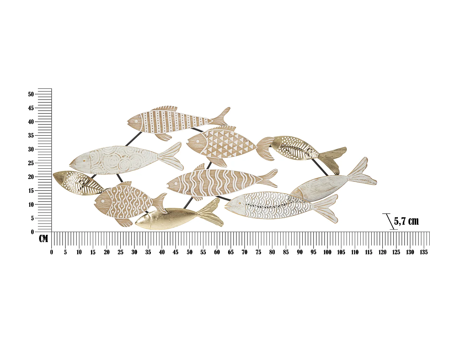 Décoration Murale en Métal "Fishy" 118cm Multicolore