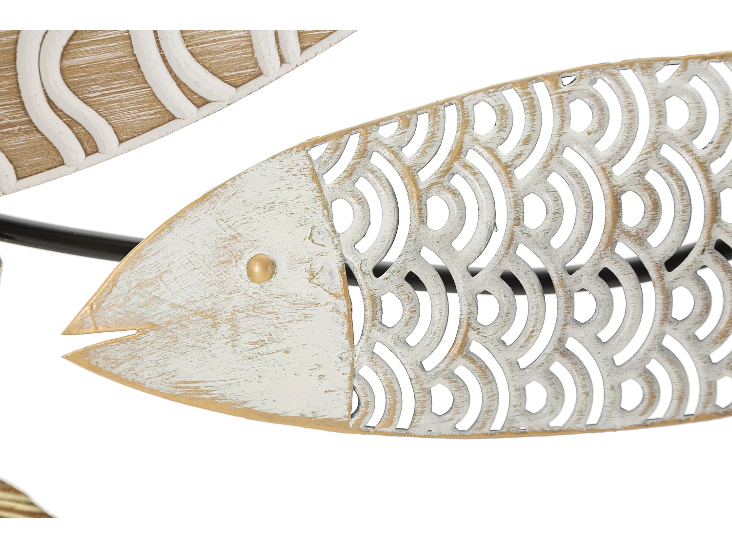 Pannello decorativo 3D pesci in metallo multicolore cm 118x5,7x46,4