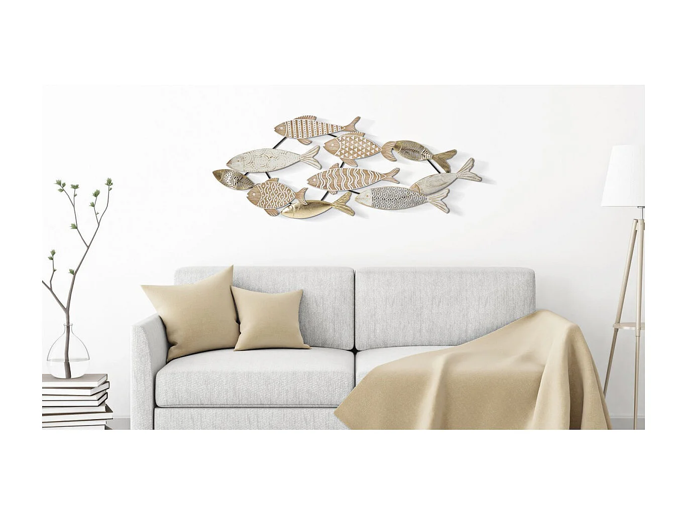 Décoration Murale en Métal "Fishy" 118cm Multicolore