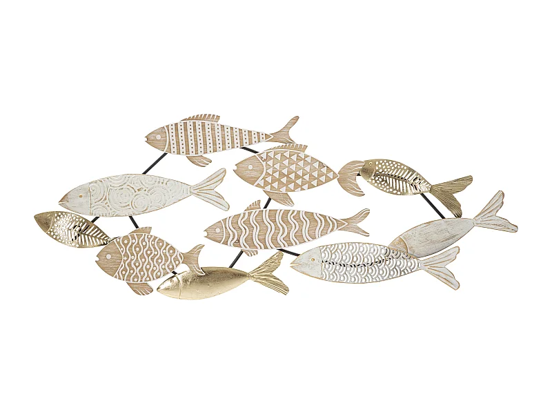 Pannello decorativo 3D pesci in metallo multicolore cm 118x5,7x46,4
