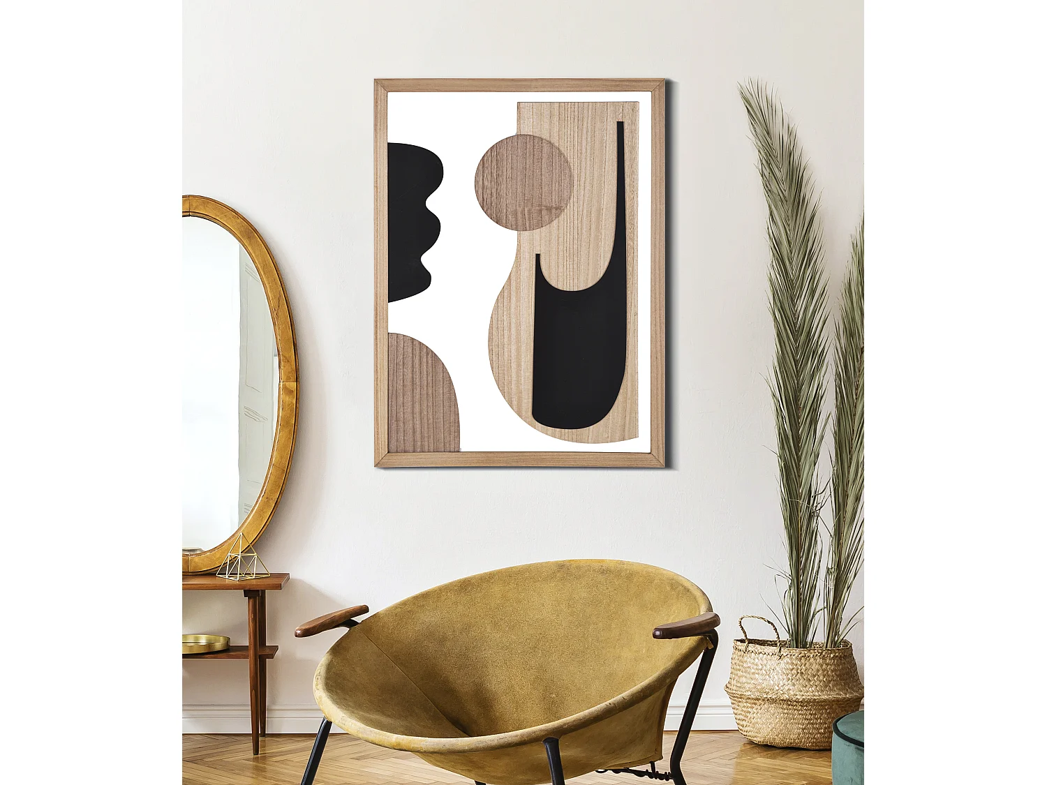 Pannello decorativo 3D in legno marrone astratto cm 60x2x80