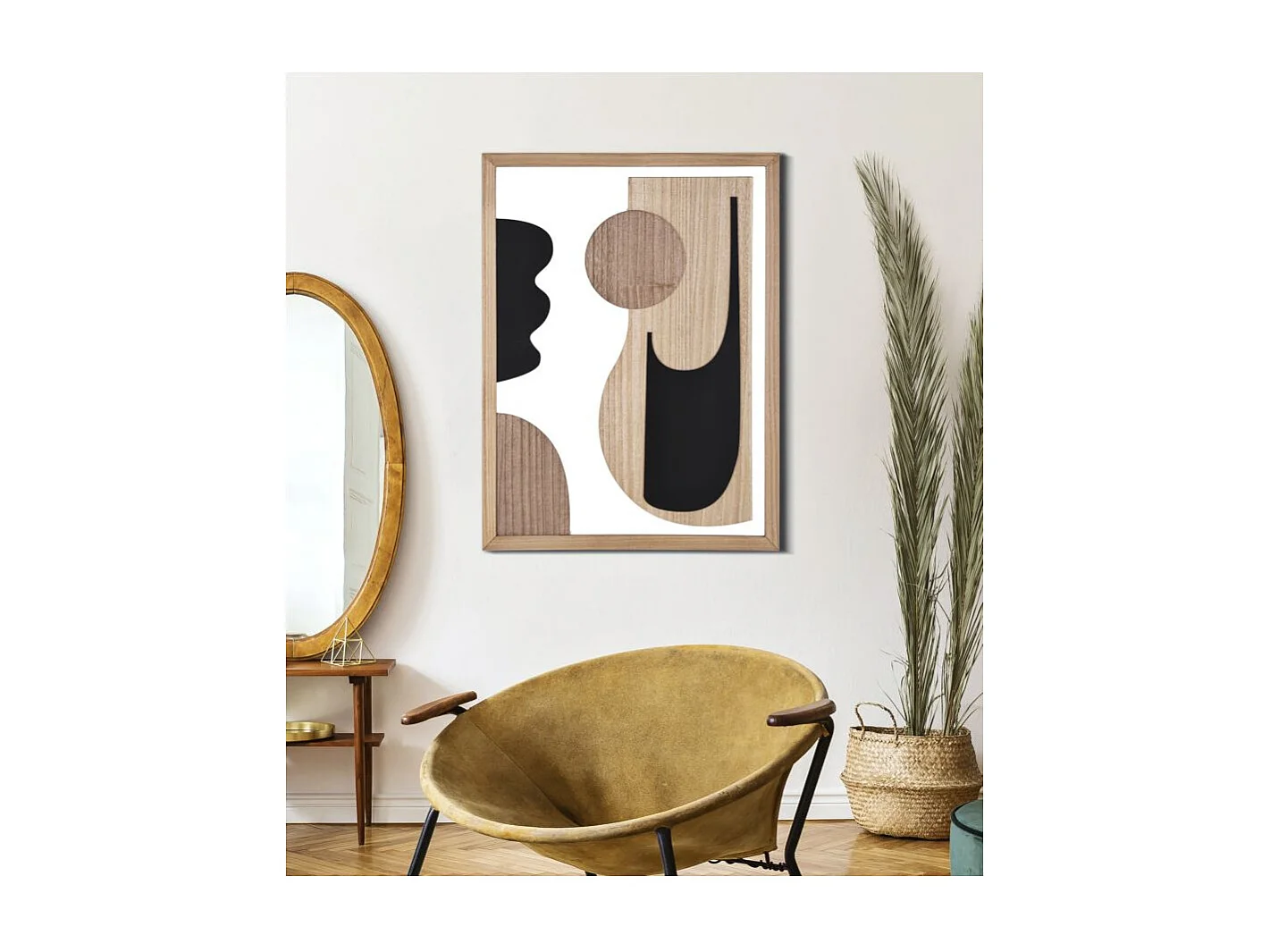 Décoration Murale Encadrée "Astrys" 80cm Naturel & Noir