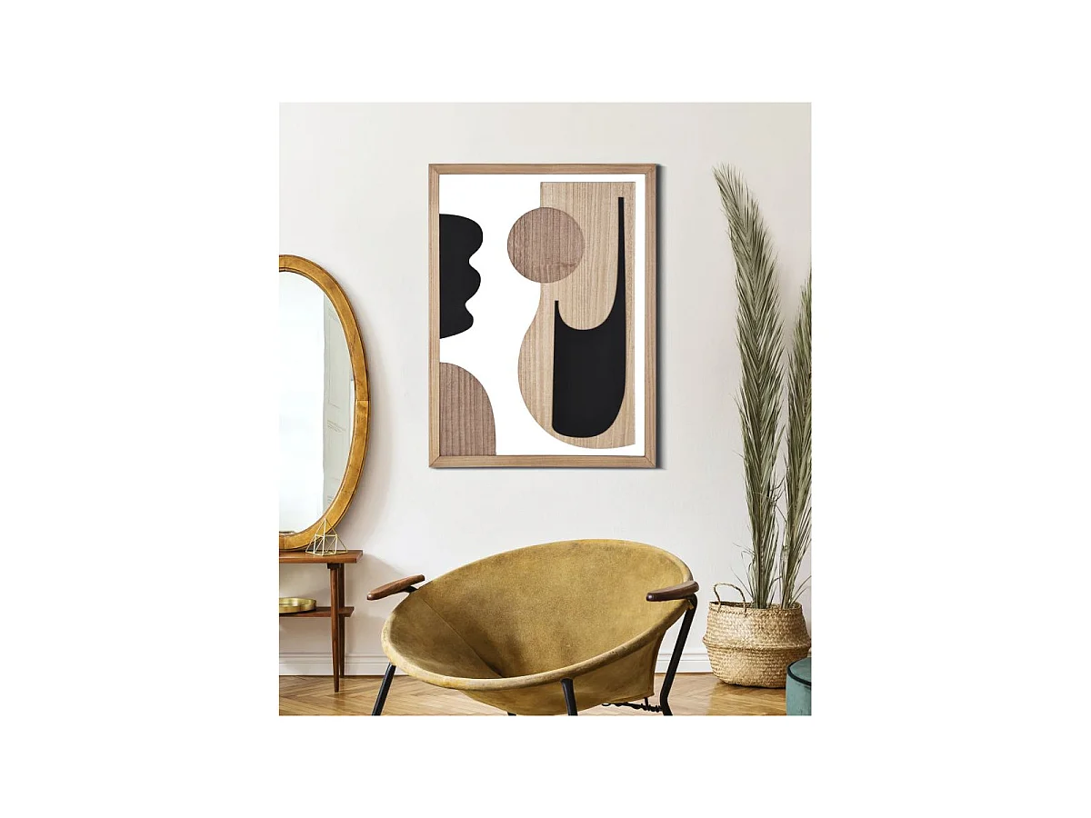 Décoration Murale Encadrée "Astrys" 80cm Naturel & Noir