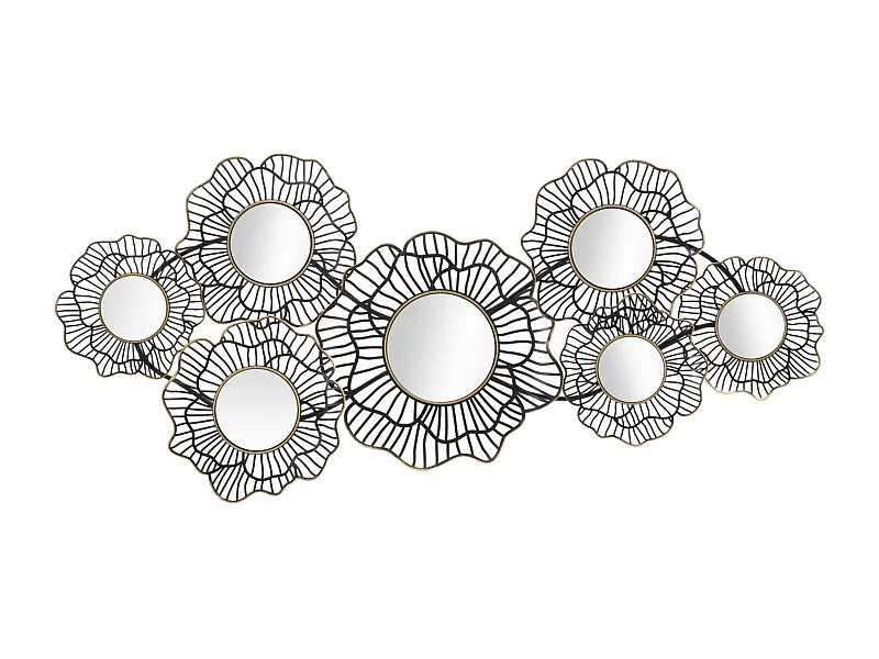 Décoration Murale 7 Miroirs "Osaka" 121cm Noir & Or