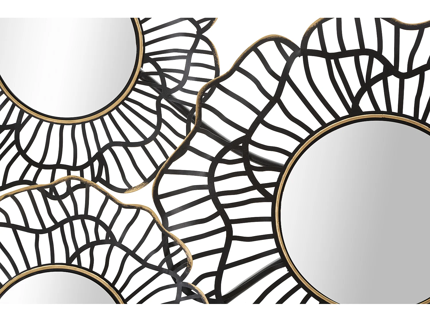 Décoration Murale 7 Miroirs "Osaka" 121cm Noir & Or