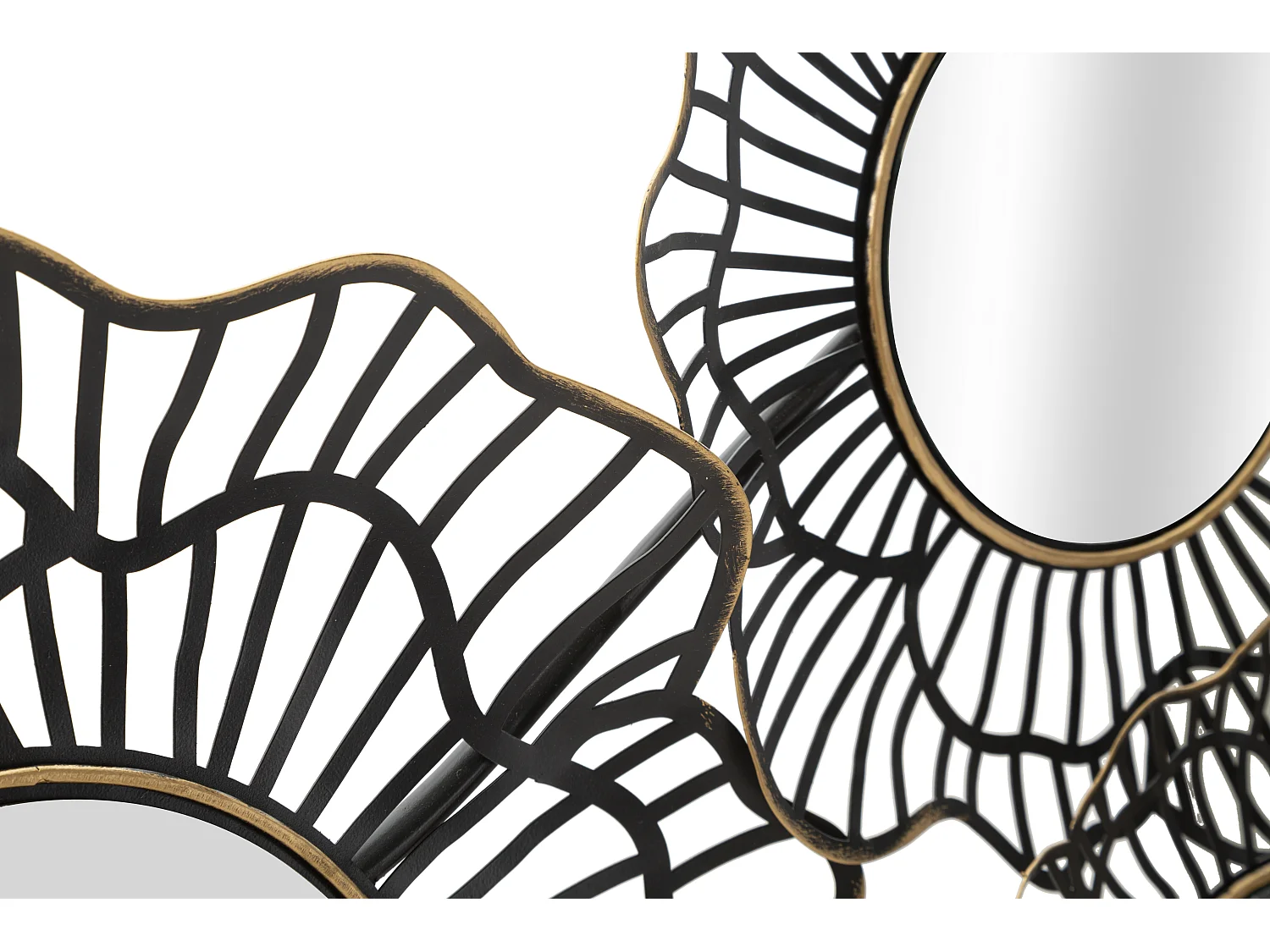 Décoration Murale 7 Miroirs "Osaka" 121cm Noir & Or