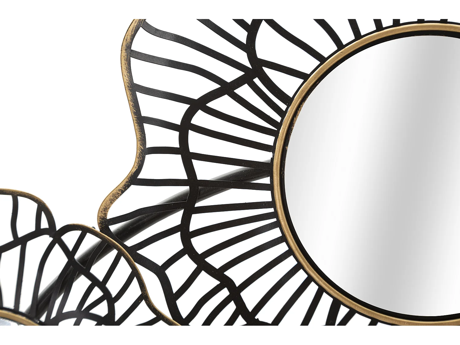 Décoration Murale 7 Miroirs "Osaka" 121cm Noir & Or