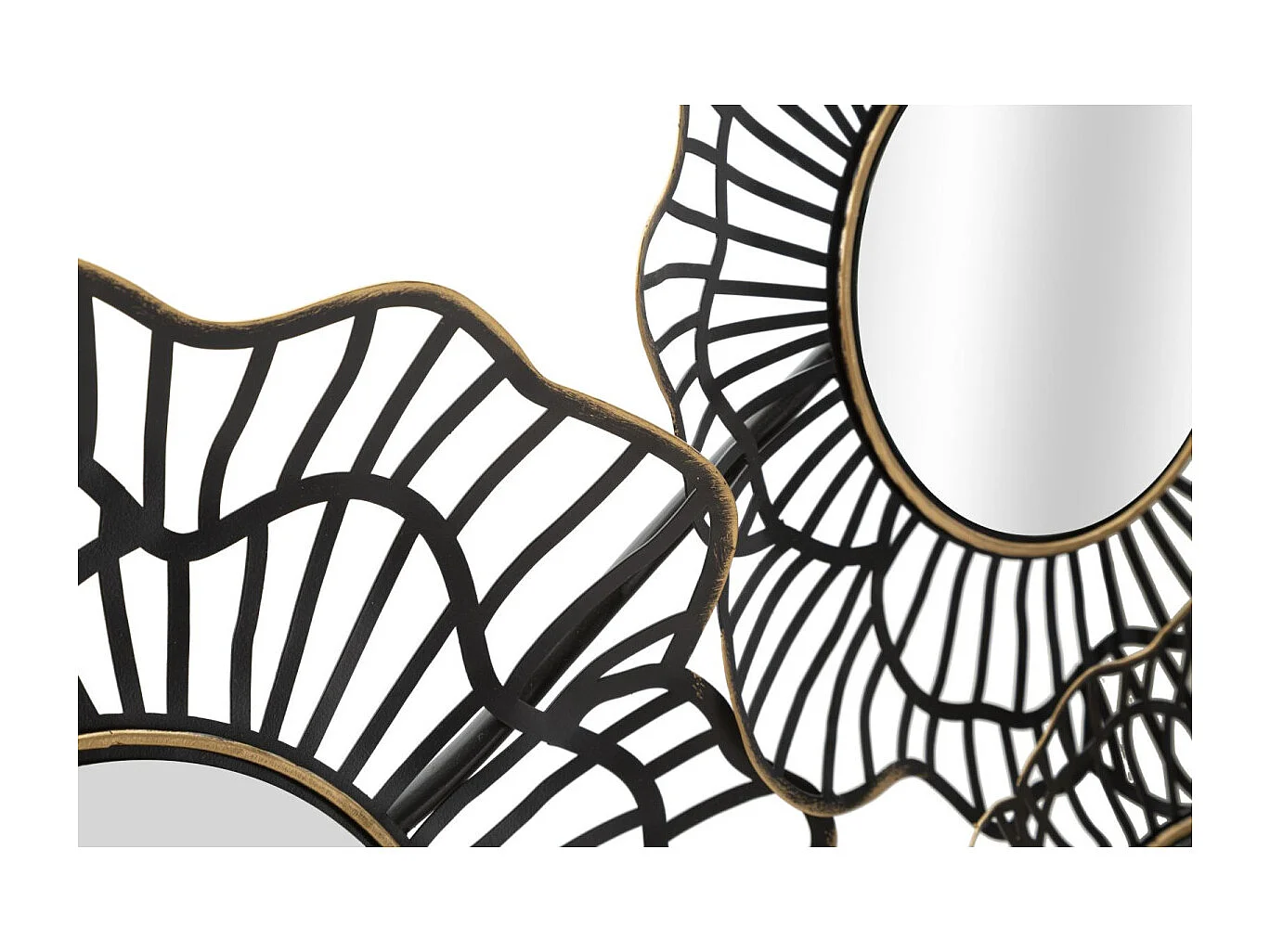 Décoration Murale 7 Miroirs "Osaka" 121cm Noir & Or