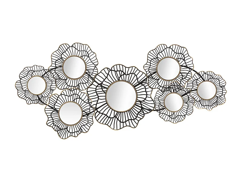 Décoration Murale 7 Miroirs "Osaka" 121cm Noir & Or