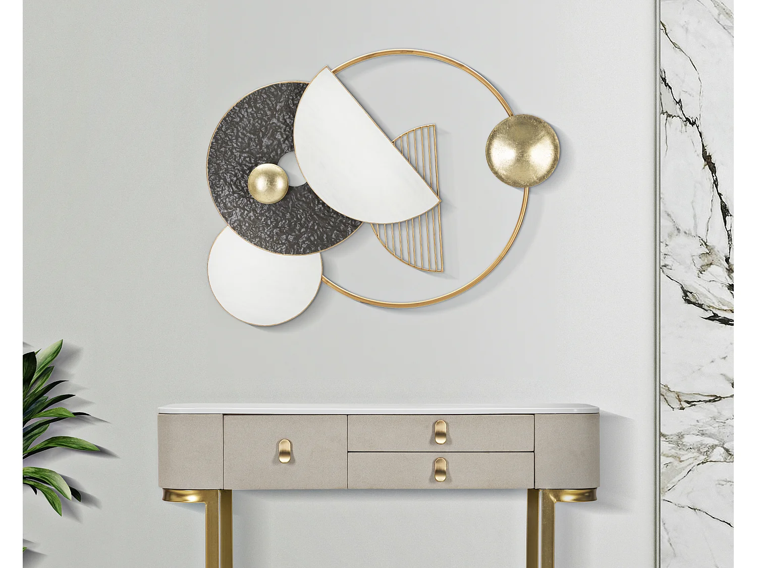 Pannello decorativo 3D astratto metallo multicolore cm 70,5X5,7X59,1