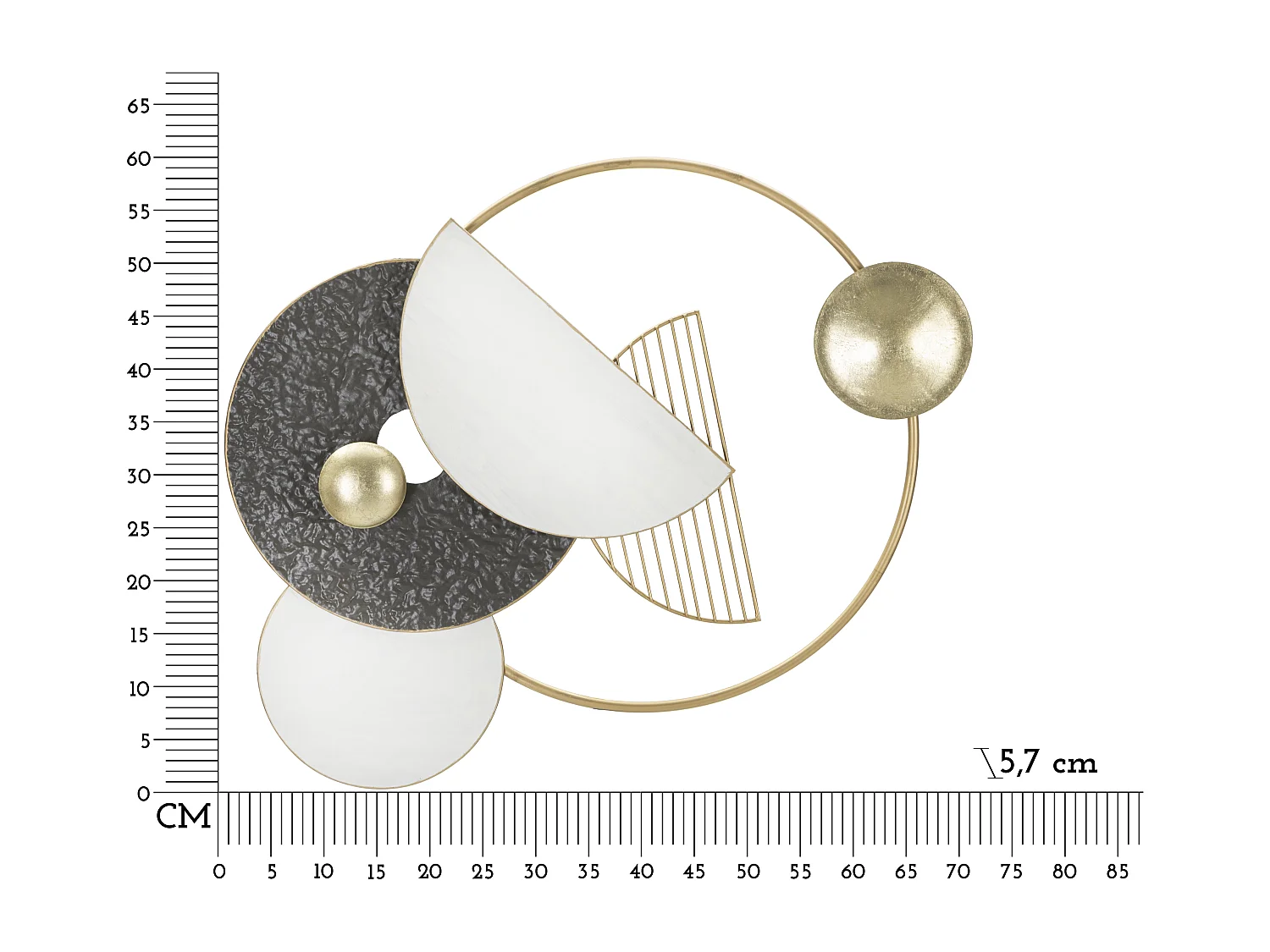 Pannello decorativo 3D astratto metallo multicolore cm 70,5X5,7X59,1