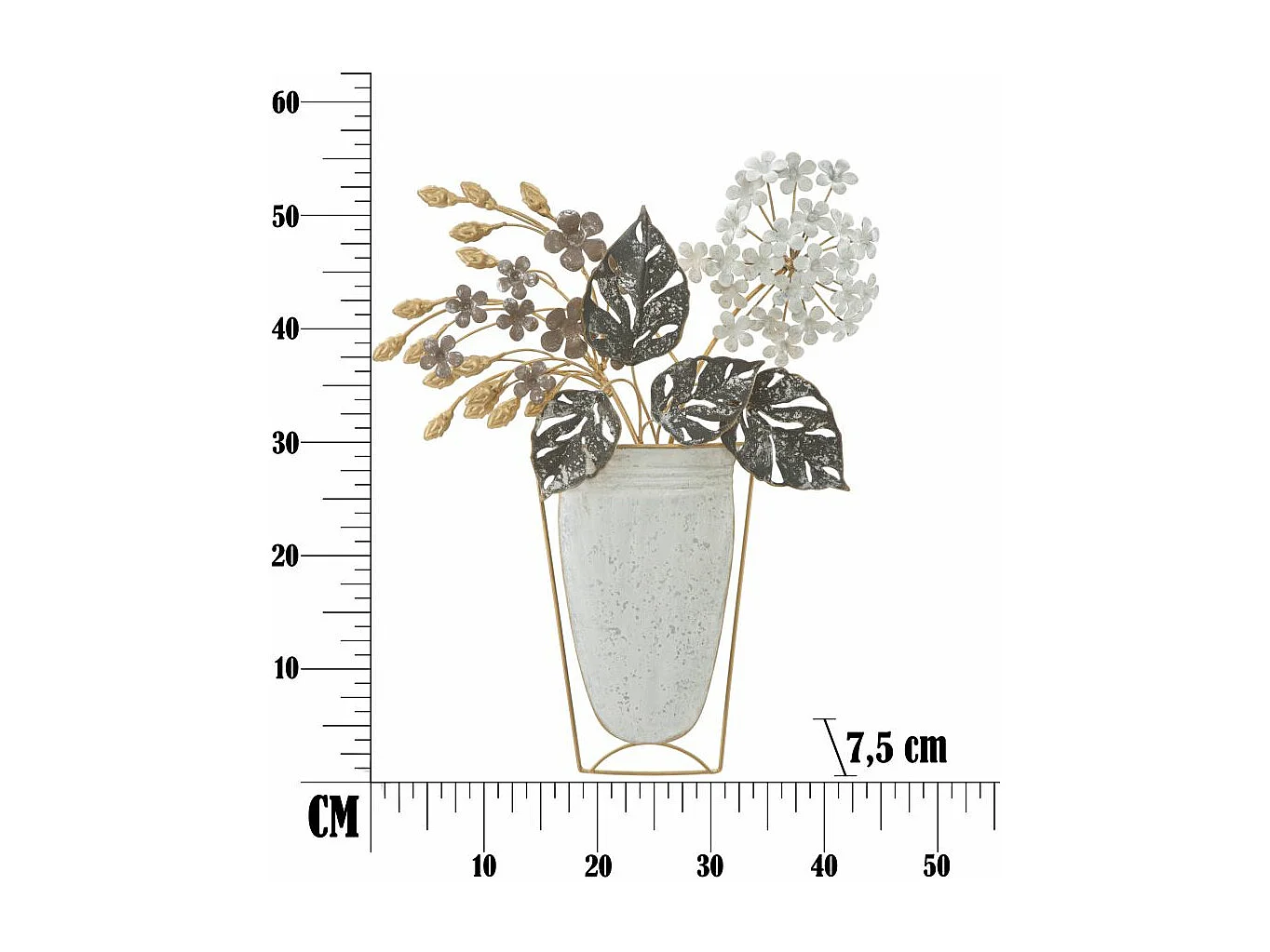 Pannello decorativo 3D in metallo multicolore cm 45,5x7,5x53