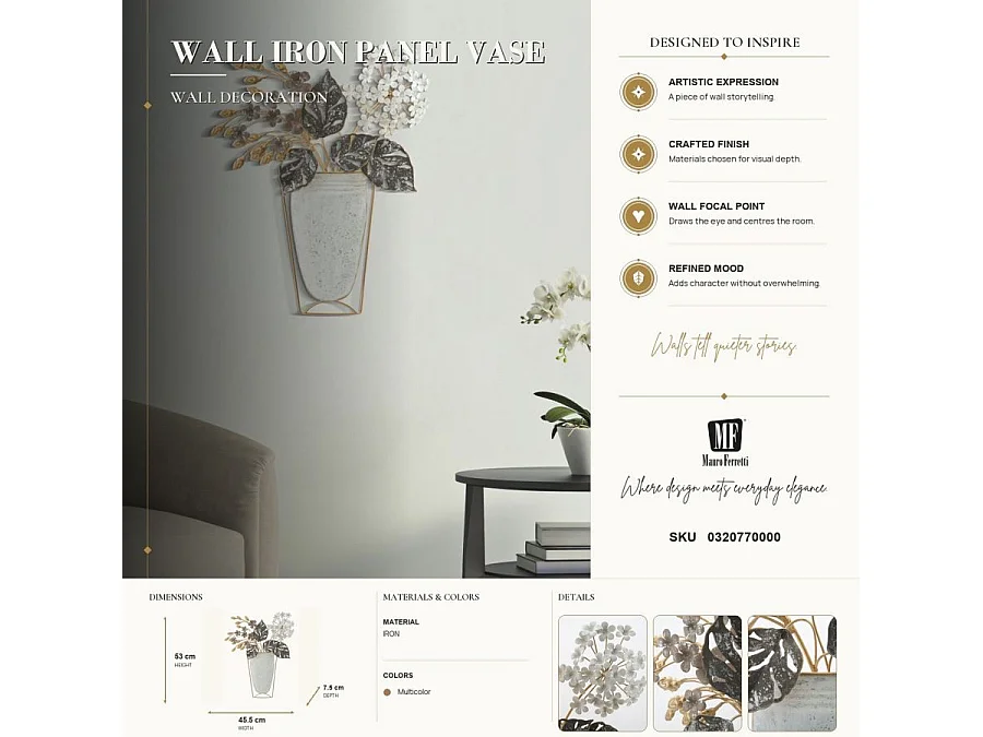 Panneau décoratif 3D en métal multicolore cm 45,5x7,5x53