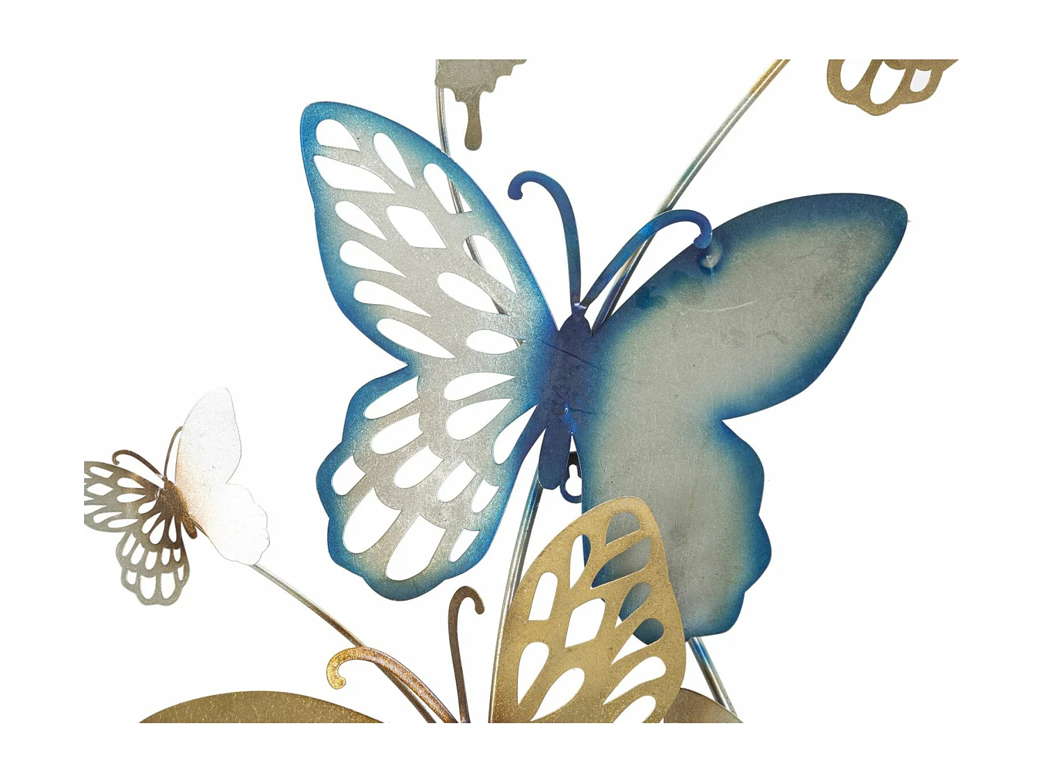 Décoration Murale en Métal "Butterflies" 115cm Bleu & Or