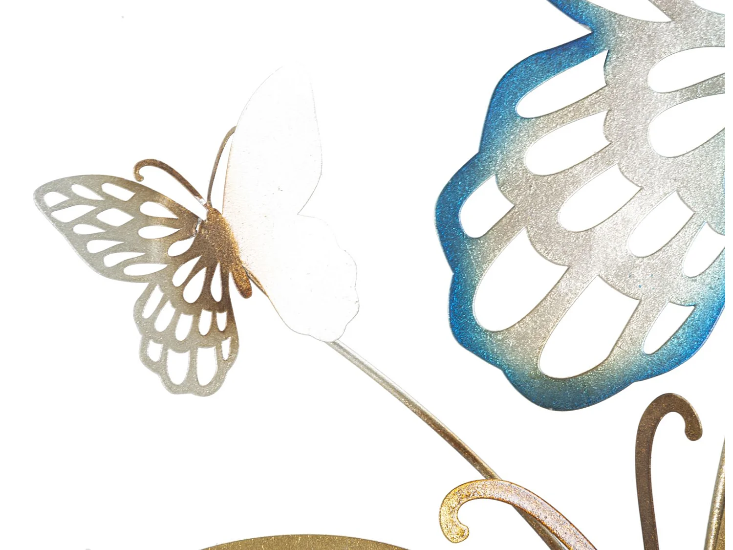 Décoration Murale en Métal "Butterflies" 115cm Bleu & Or