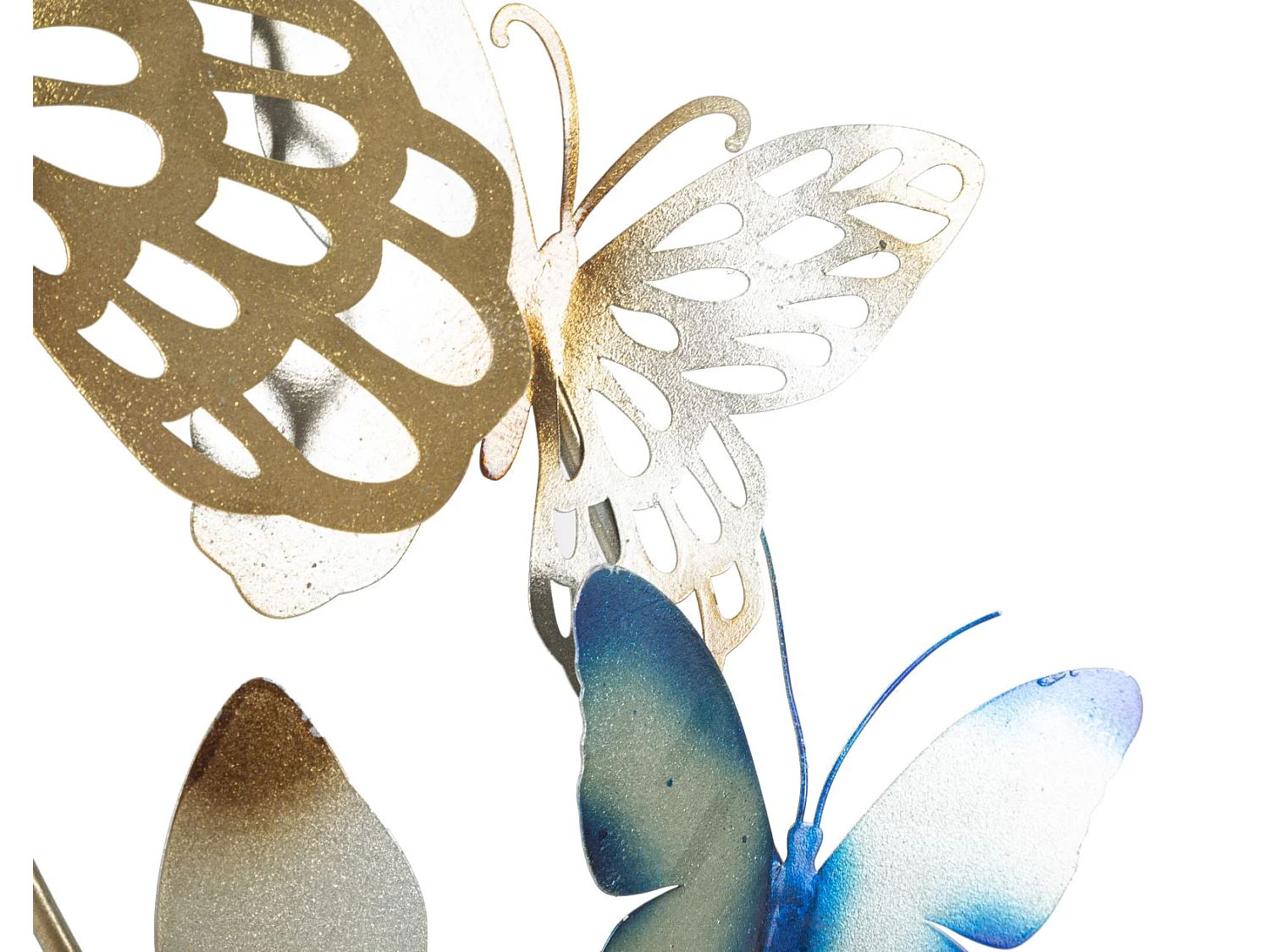 Décoration Murale en Métal "Butterflies" 115cm Bleu & Or