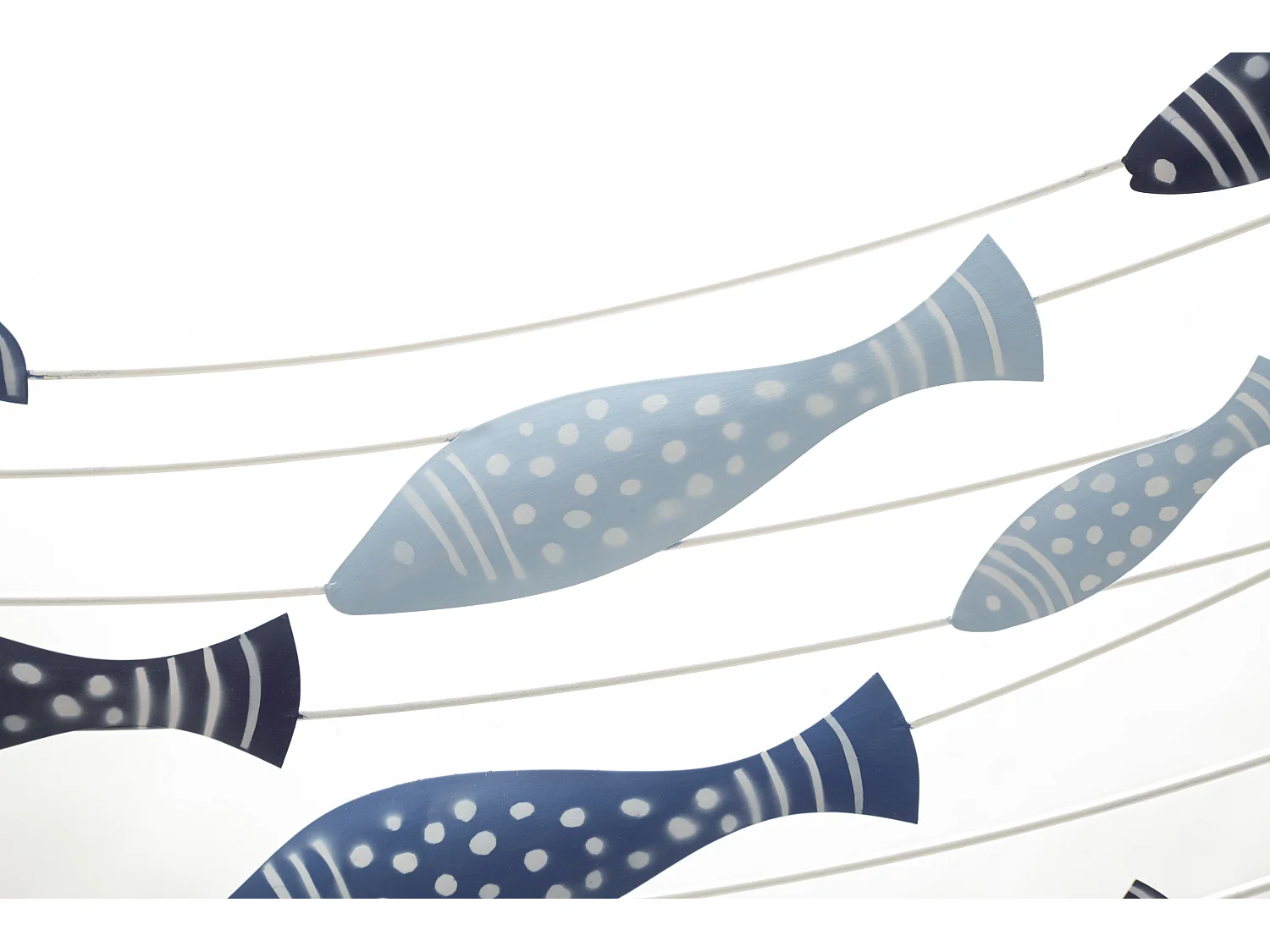 Pannello decorativo 3D in metallo blu pesci cm 96,5x1,5x61