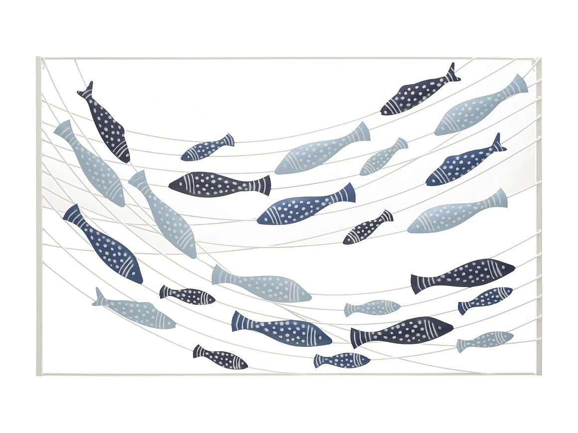Décoration Murale Encadrée en Métal "Pesci" 96cm Multicolore