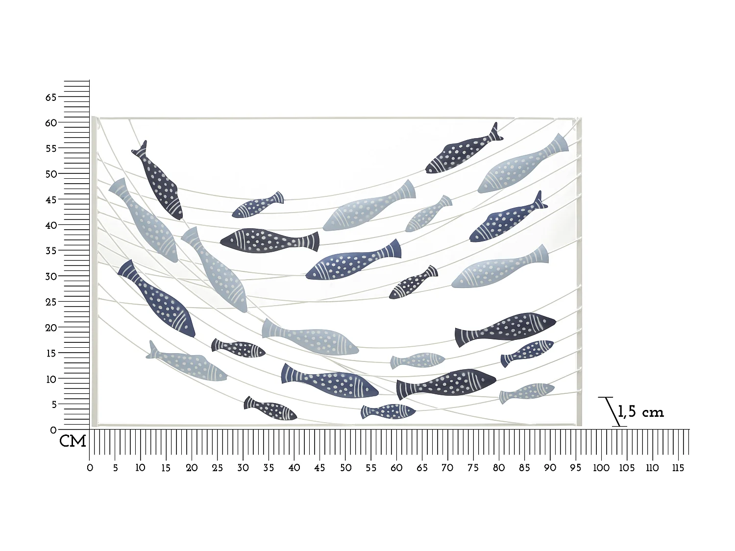 Décoration Murale Encadrée en Métal "Pesci" 96cm Multicolore