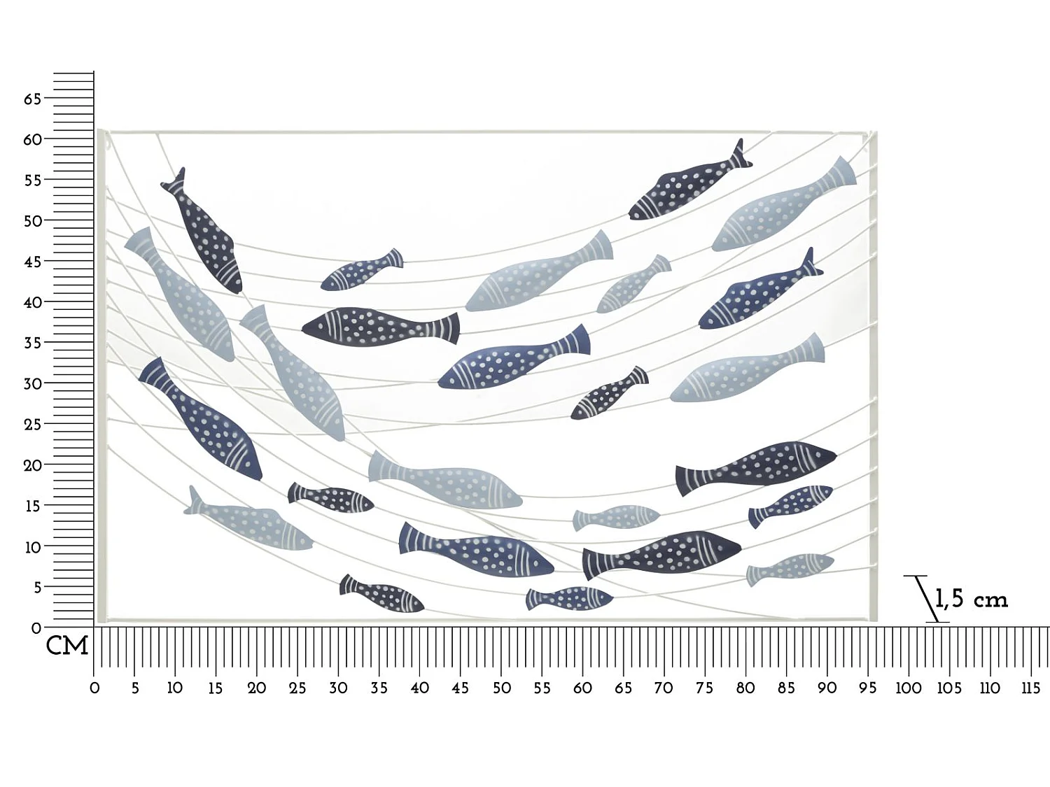 Décoration Murale Encadrée en Métal "Pesci" 96cm Multicolore