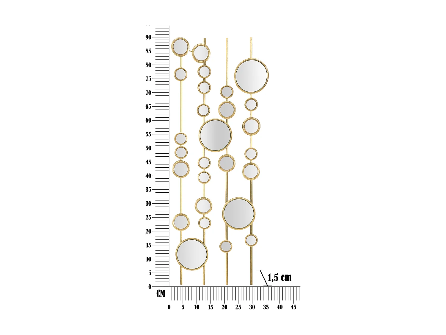 Décoration Murale en Métal "Mur de Miroirs" 90cm Or