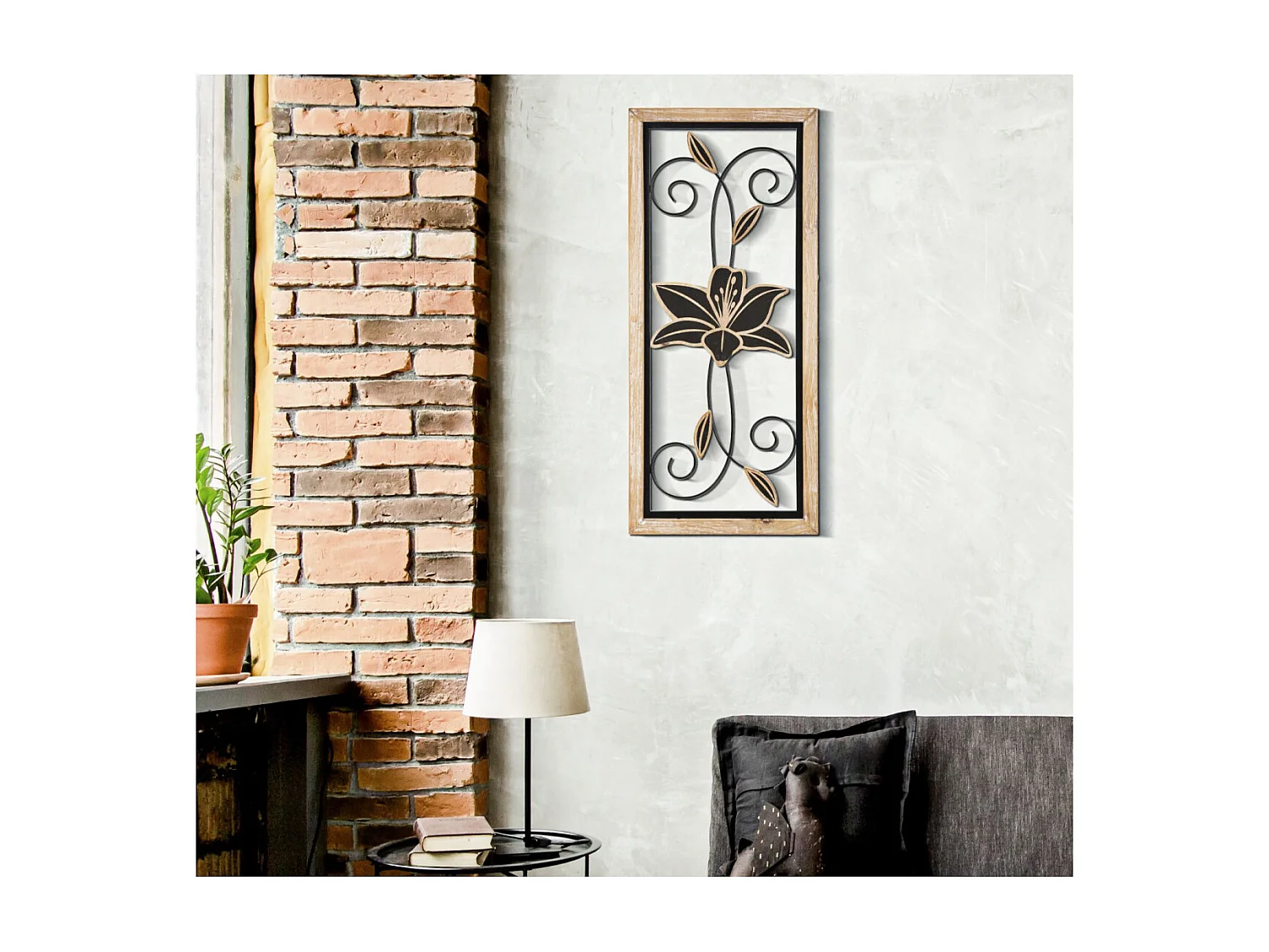 Décoration Murale Encadrée "Komans" 60cm Naturel & Noir