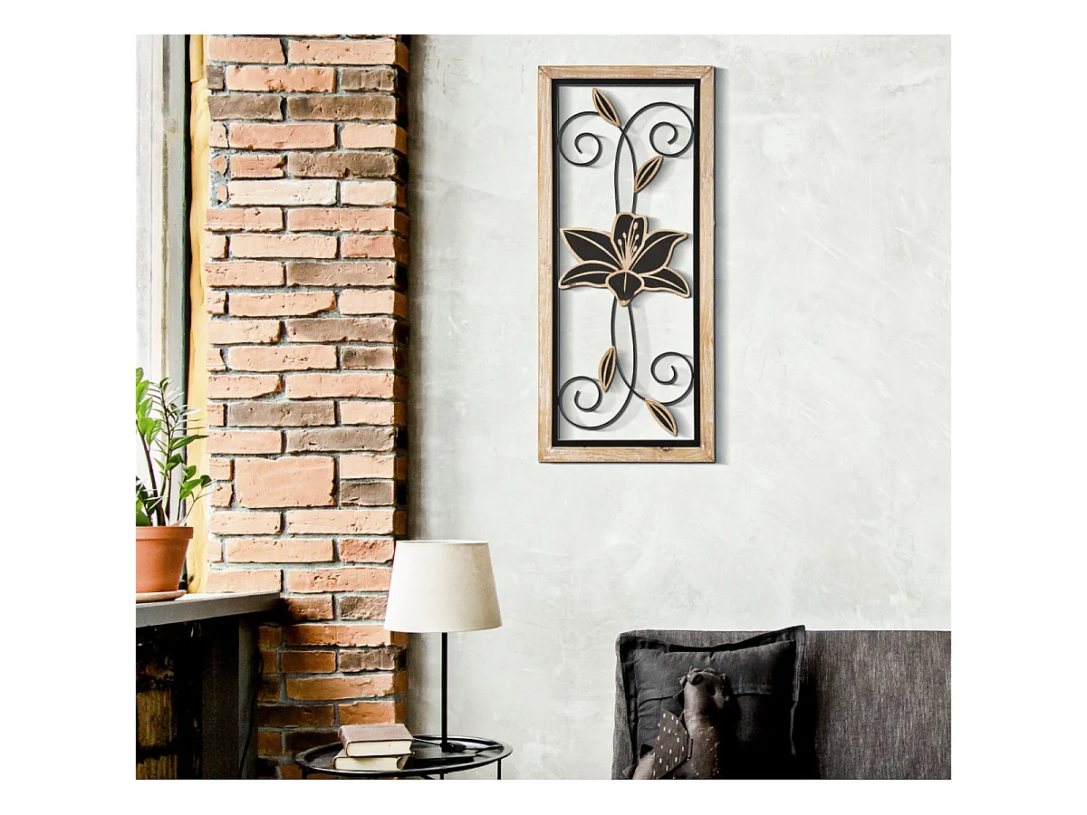 Décoration Murale Encadrée "Komans" 60cm Naturel & Noir