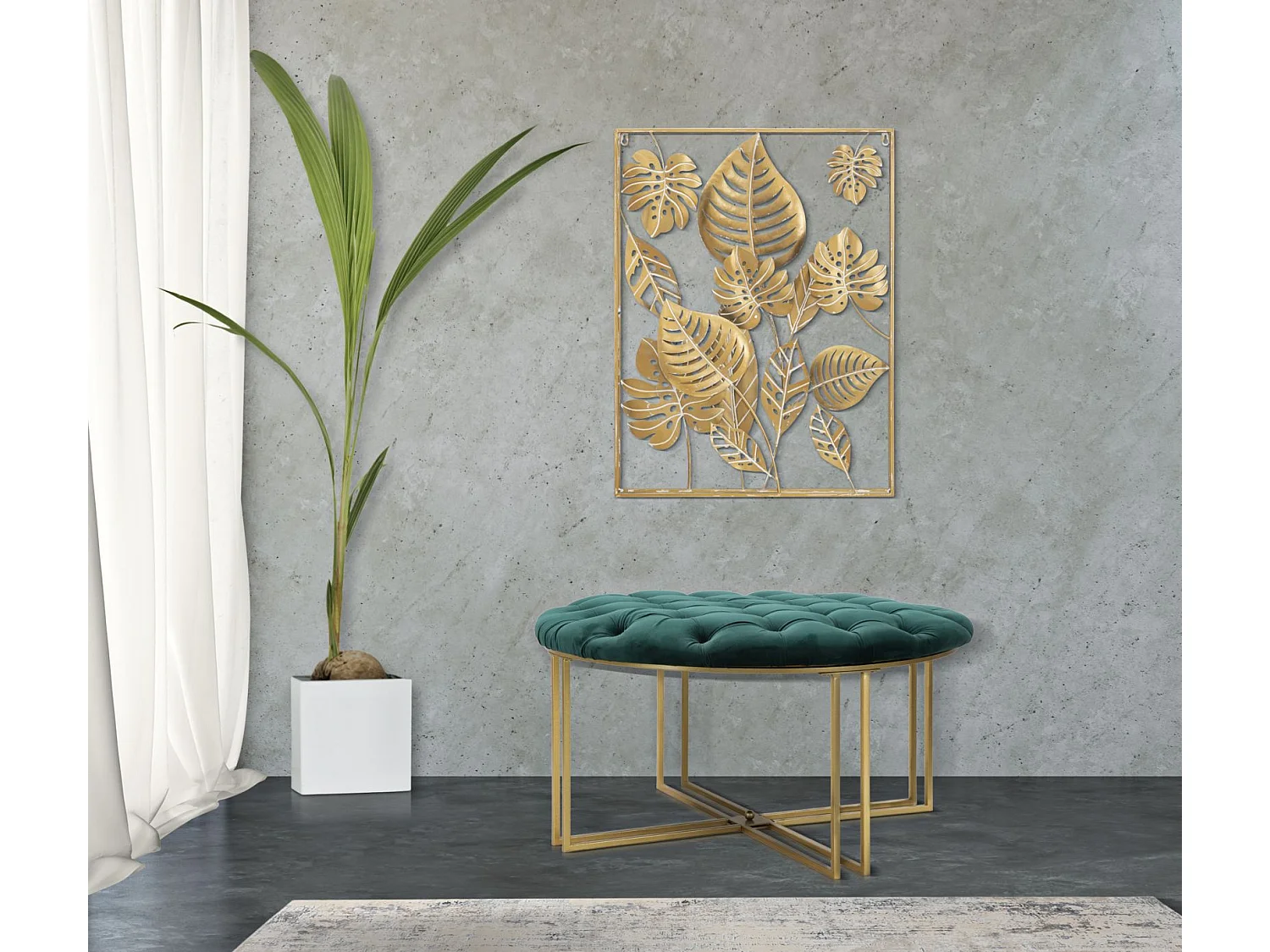 Décoration Murale Encadrée en Métal "Jungle" 80cm Or