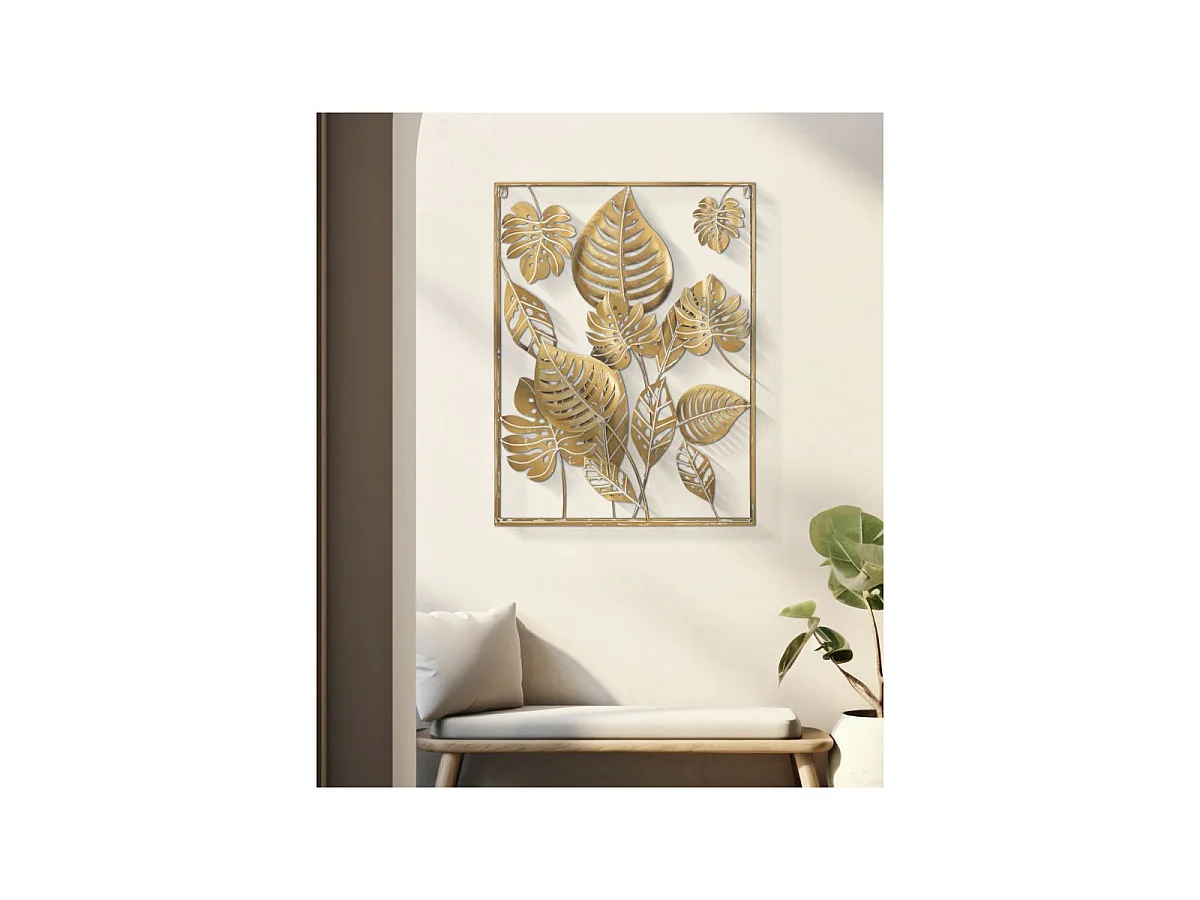 Décoration Murale Encadrée en Métal "Jungle" 80cm Or