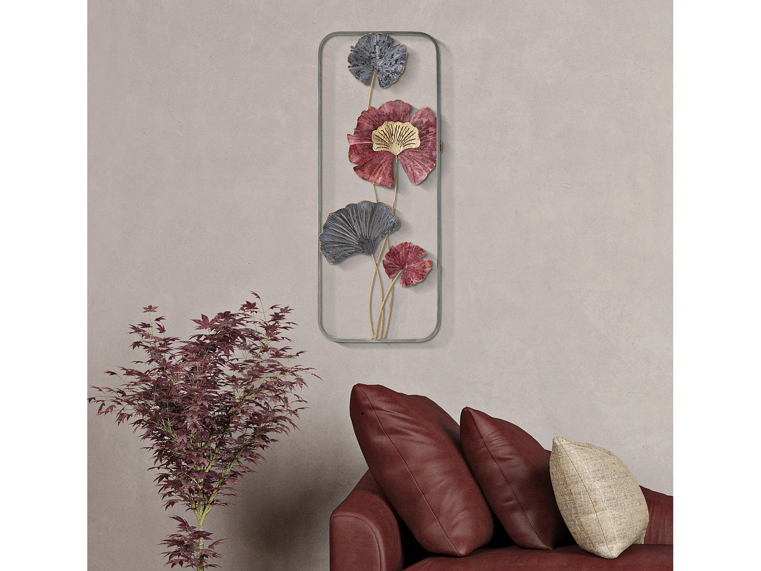 Décoration Murale Encadrée en Métal "Lobo" 74cm Multicolore