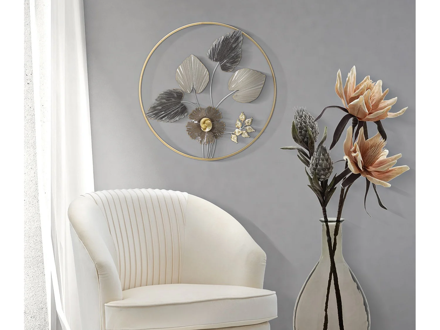 Décoration Murale Ronde en Métal "Rod" 65cm Multicolore