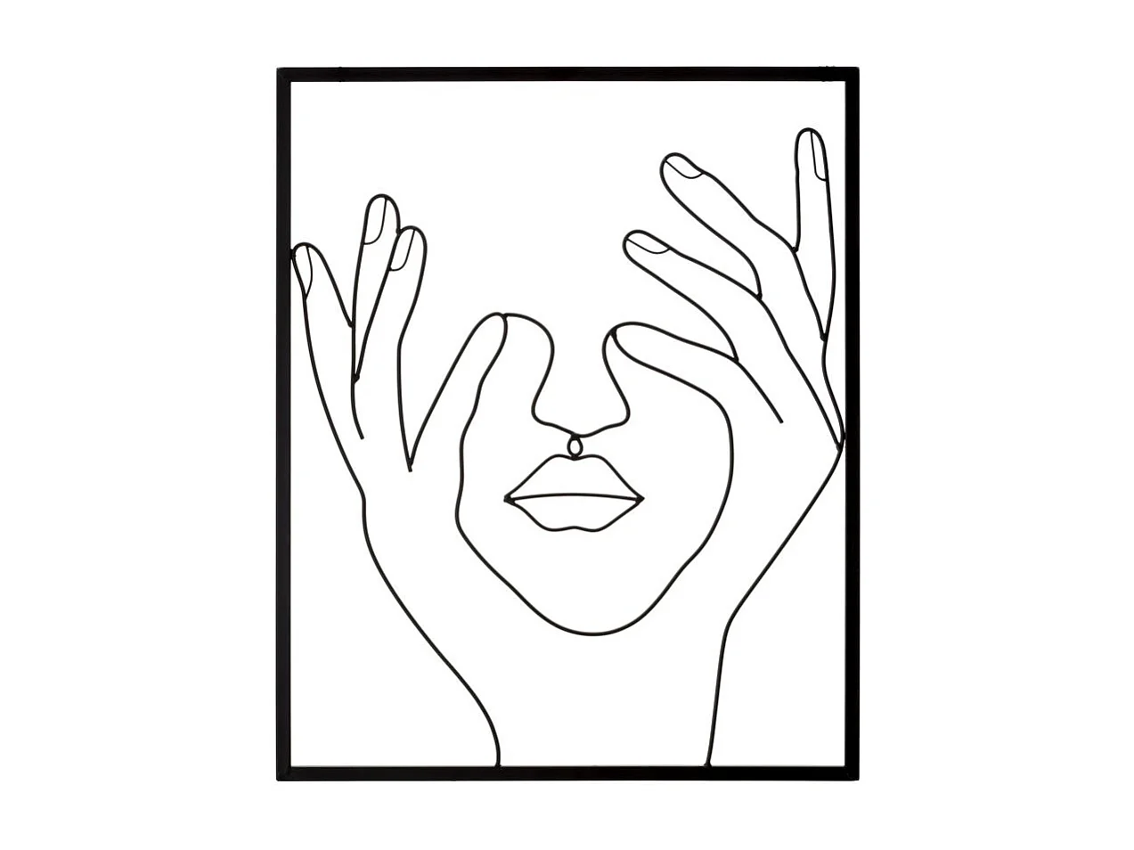 Décoration Murale Encadrée en Métal "Simply Face" 61cm Noir