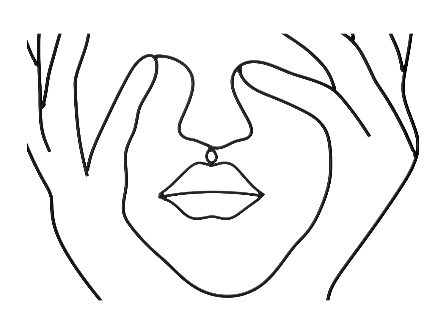 Décoration Murale Encadrée en Métal "Simply Face" 61cm Noir