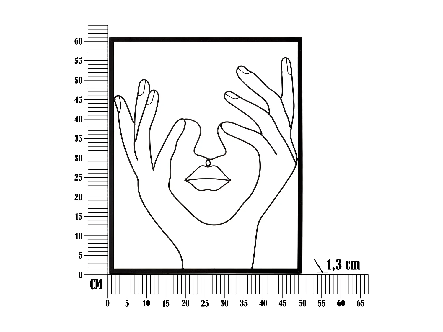 Décoration Murale Encadrée en Métal "Simply Face" 61cm Noir