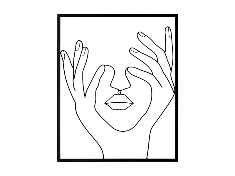 Décoration Murale Encadrée en Métal "Simply Face" 61cm Noir