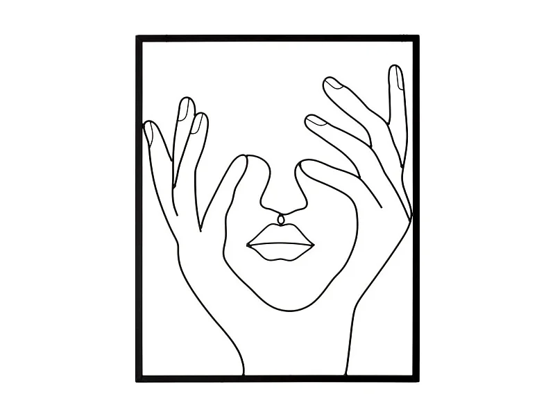 Décoration Murale Encadrée en Métal "Simply Face" 61cm Noir